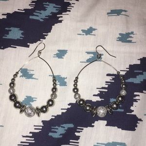 New York & Company Silver beaded dangle earrings